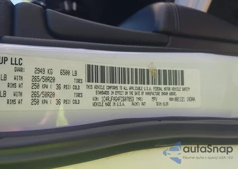 2015 Jeep Grand Cherokee Altitude from USA, damaged, VIN 1C4RJFAG4FC607853